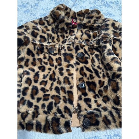 Leapard print sweater coat kids 4/5 button front soft jacket - Picture 2 of 7